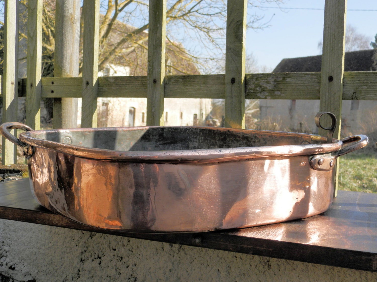 Antique French Copper Fish Pan Poacher by AngelFrenchAntiques