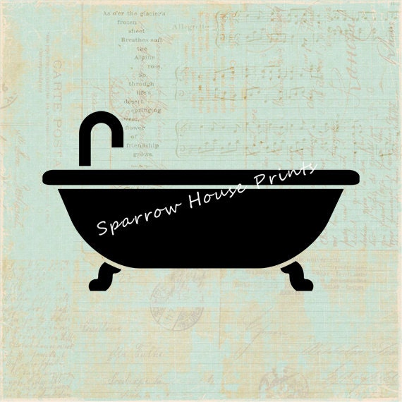 Antique Bathtub Vintage Wall Art Bathroom Decor Bath Tub Print Artwork