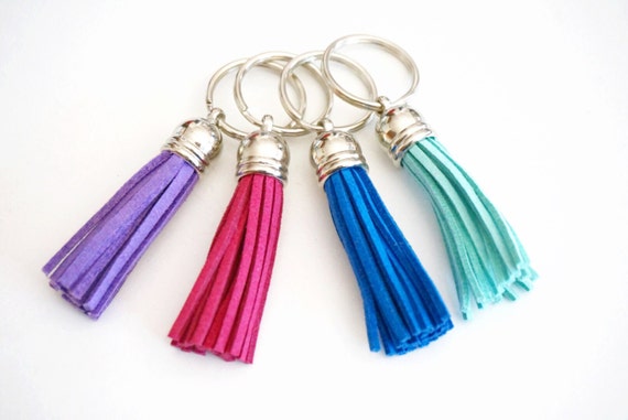 Luxe Leather Tassel Keyring (Silver), Key Ring, Key Chain, Gift for Mom, Womens Gift, Keyfob, Bridesmaid Gift, Best Friend