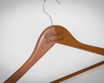 Bridesmaid Gift, 7 Personalized Wedding Hanger, Engraved Bridesmaid Hanger, Wedding Dress Hanger
