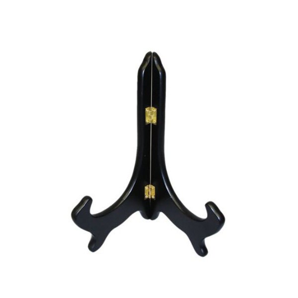 7 inch Black Wood Easel Stand. Folding Wooden Tabletop Hinged