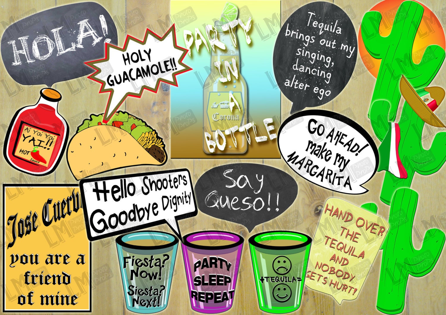 fiesta photo booth themed ideas Mexican Items Props Fiesta Theme Inc: Booth 15 Photo Hola