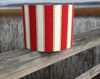 Drum Lamp Shade Red Stripes and Green Dots Lampshade