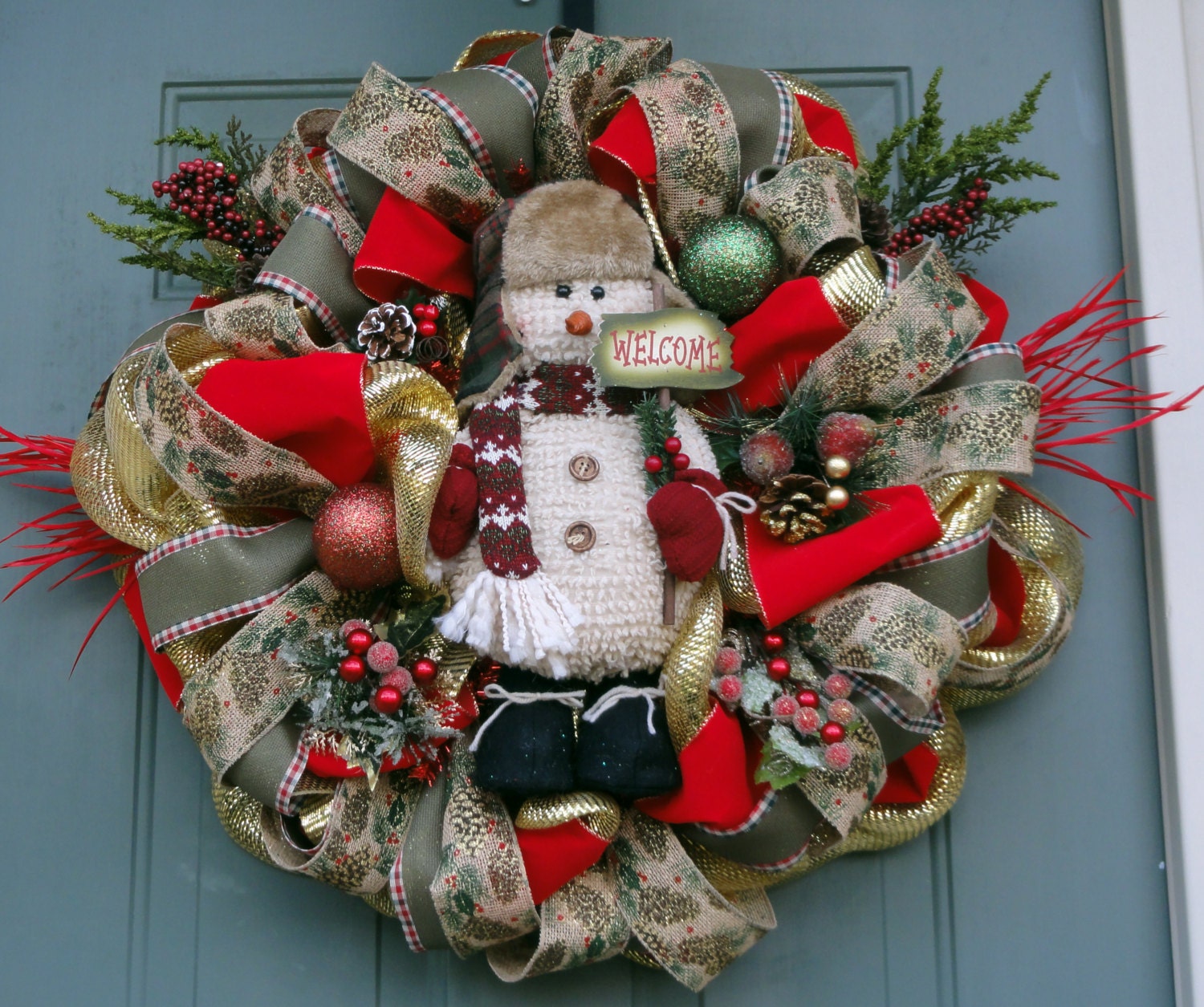 Snowman Wreath, Christmas Wreath, Winter Wreath