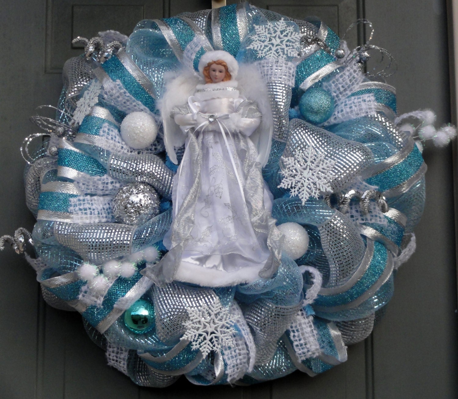 Snow Angel Christmas Wreath, Winter Wreath