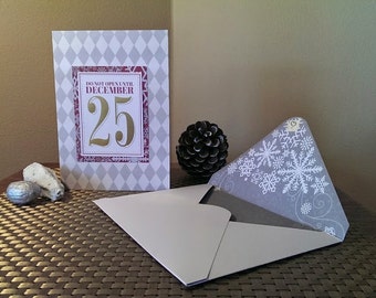 Modern Christmas Card with handmade envelope