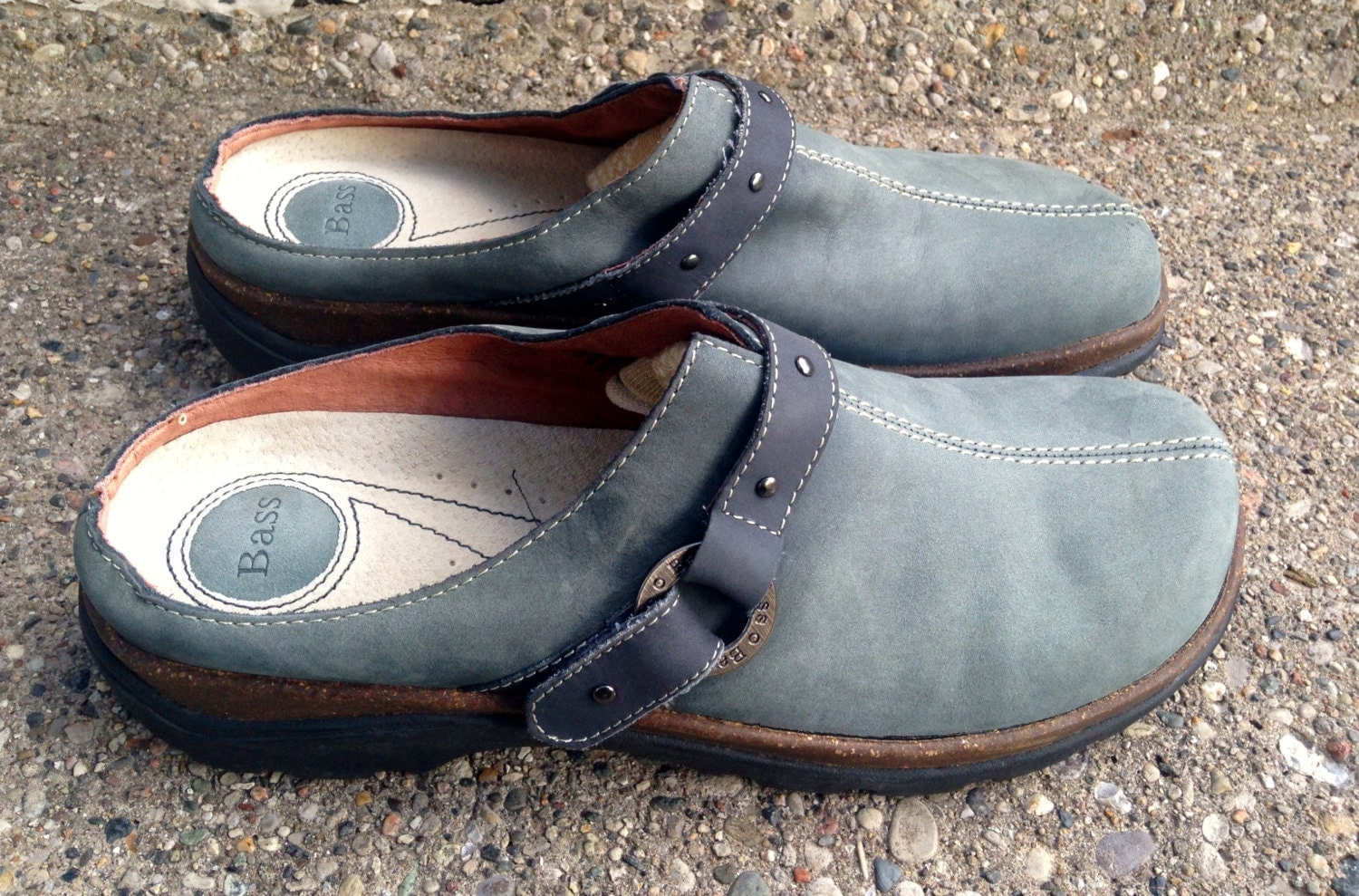 Women's Bass Nubuck Suede Leather Clogs by BlackCatsVintageVice