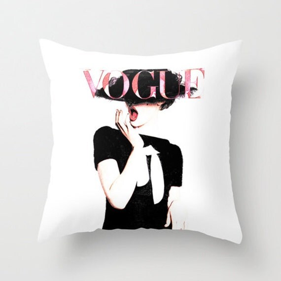 Vogue Throw Pillow Cover German Vogue Magazine by ShayItWithLove