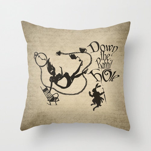 Alice In Wonderland Throw Pillow Cover Down The Rabbit