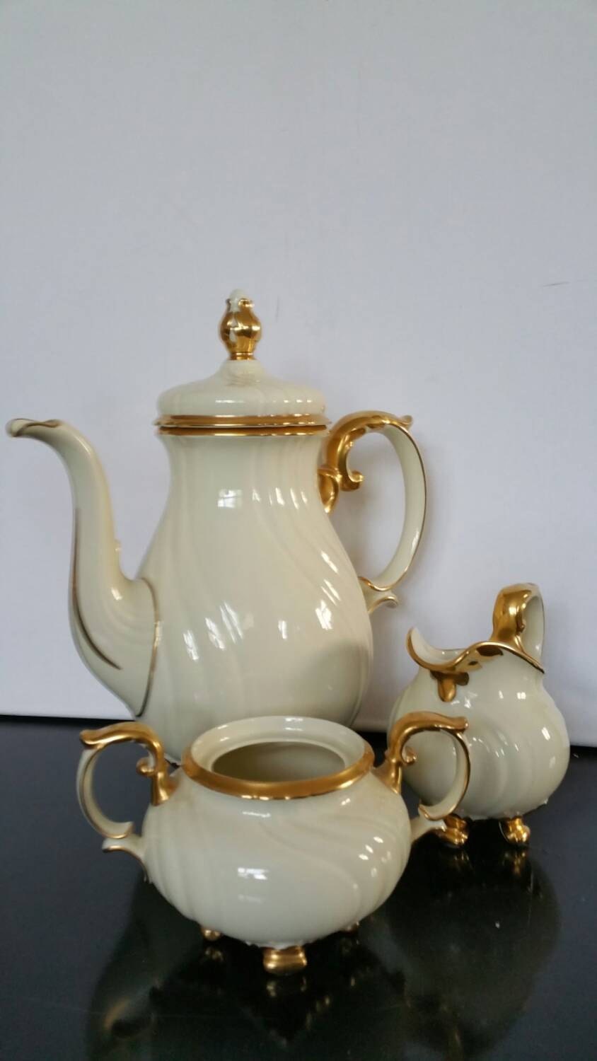 Vintage Volkstedt Elfenbein Porcelain Coffee Pot With Milk Jug