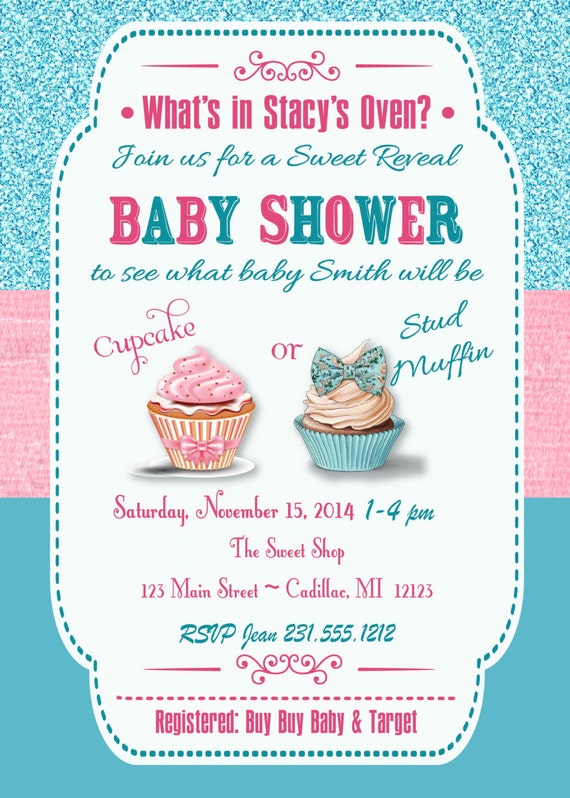 Gender Reveal Invitation • Bun in the Oven Baby Shower ...
