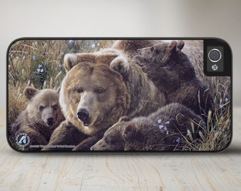 Grizzly Bear iPhone 5 Case, Grizzly Bear iPhone 5s Case, Grizzly Bear iPhone Case Protective Bear Phone Case "Close to Mom" 50-3103
