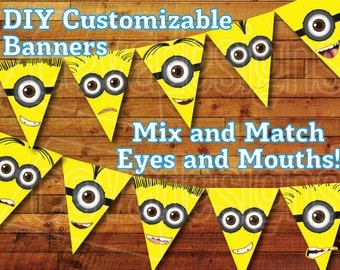SALE! 50% off! Printable Minion Birthday Decoration - Minion Party Bunting Kit Instant Digital Download / Minion Banner Despicable Me Party