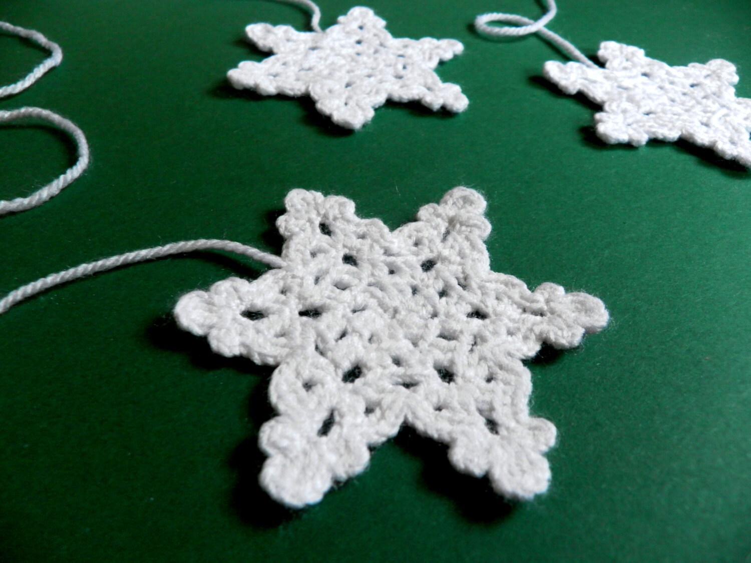 Christmas ornaments, 3 Crochet snowflakes, White snowflake, Handmade hanging ornaments