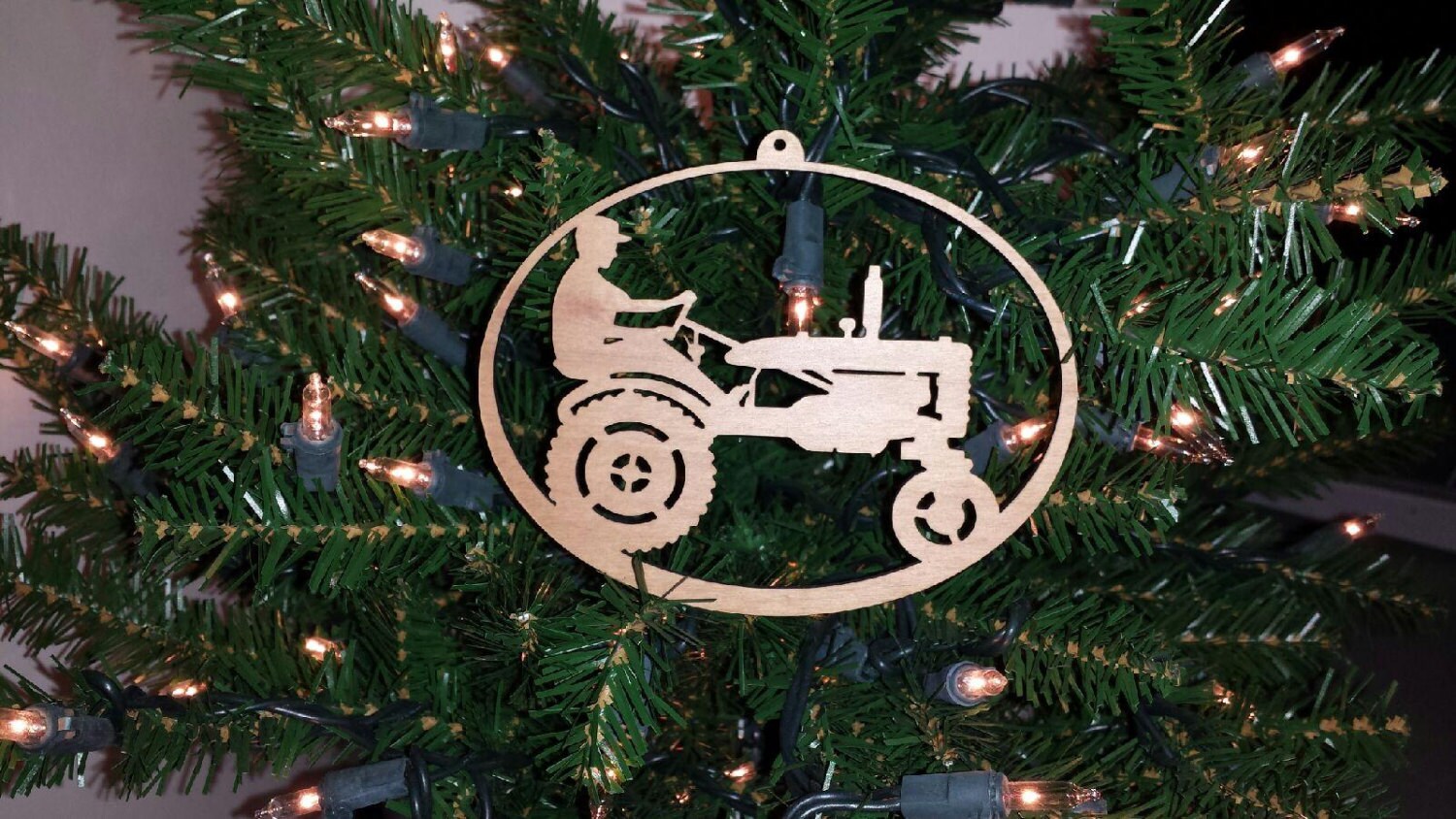 Laser Cut Tractor/Farmer Ornament