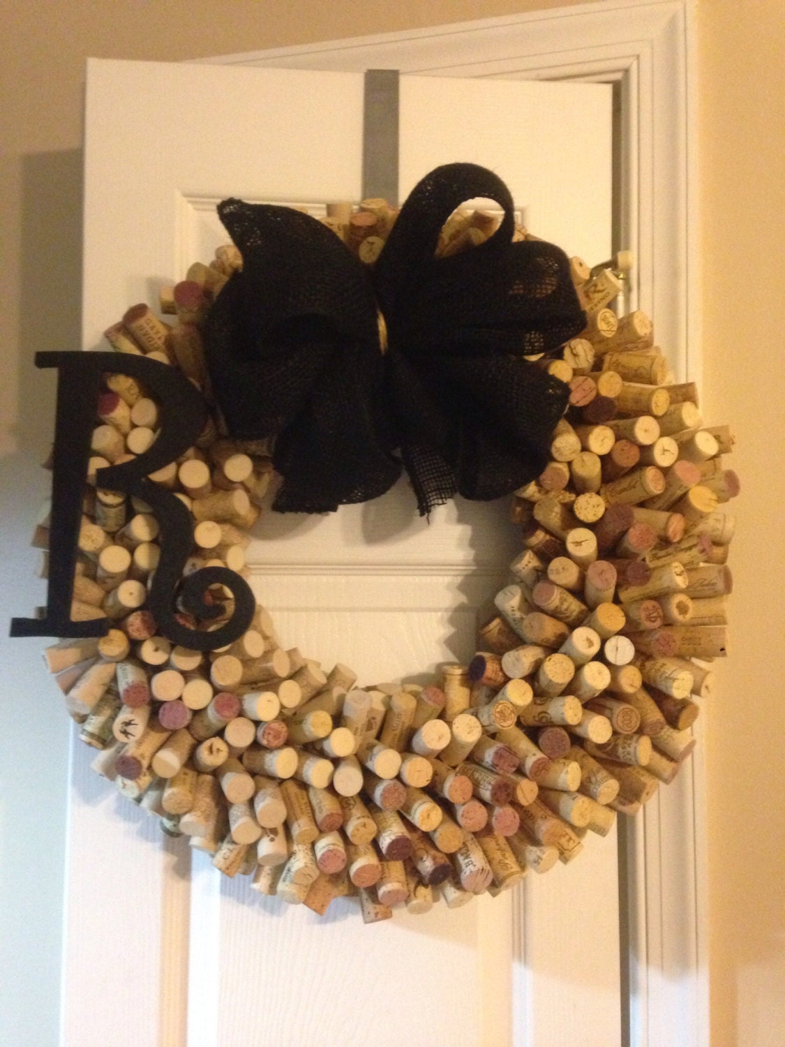 Wreath, Cork Wreath, Monogrammed Wreath