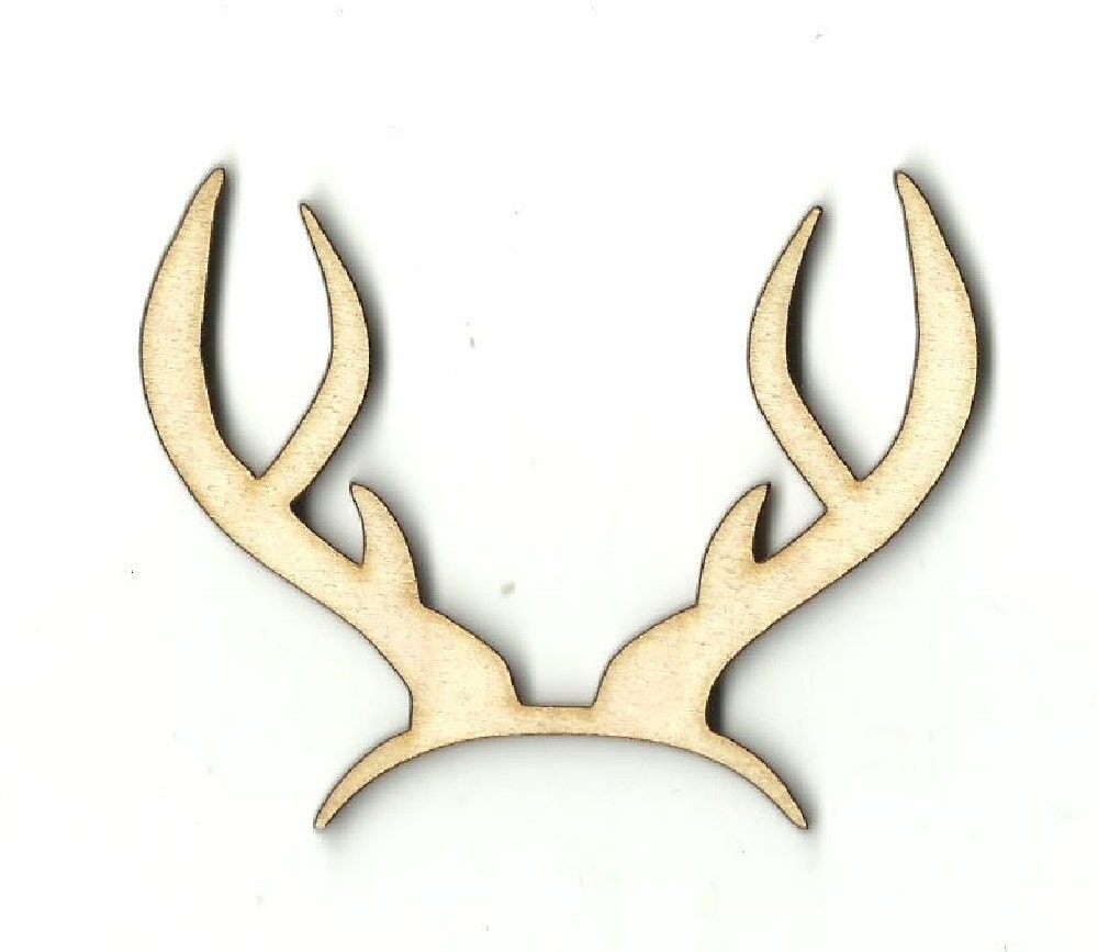 Deer Antlers Laser Cut Out Unfinished Wood Shape Craft