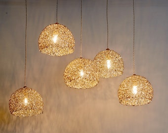 30% Off- 5 metal pandant lights. Chandelier lighting hanging. Kitchen island light. Dining room light