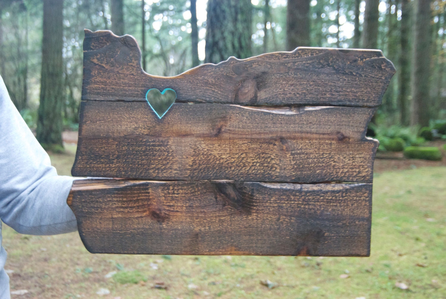 Rustic custom made Portland Oregon state wood working stained