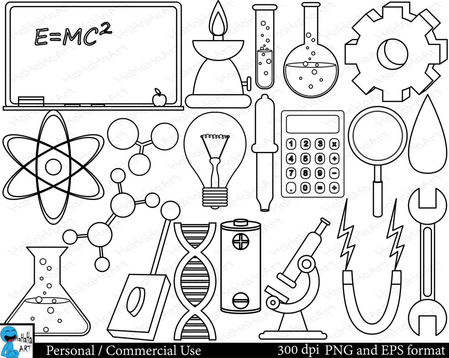 Outline Laboratory Set Clipart Digital Clip Art Graphics