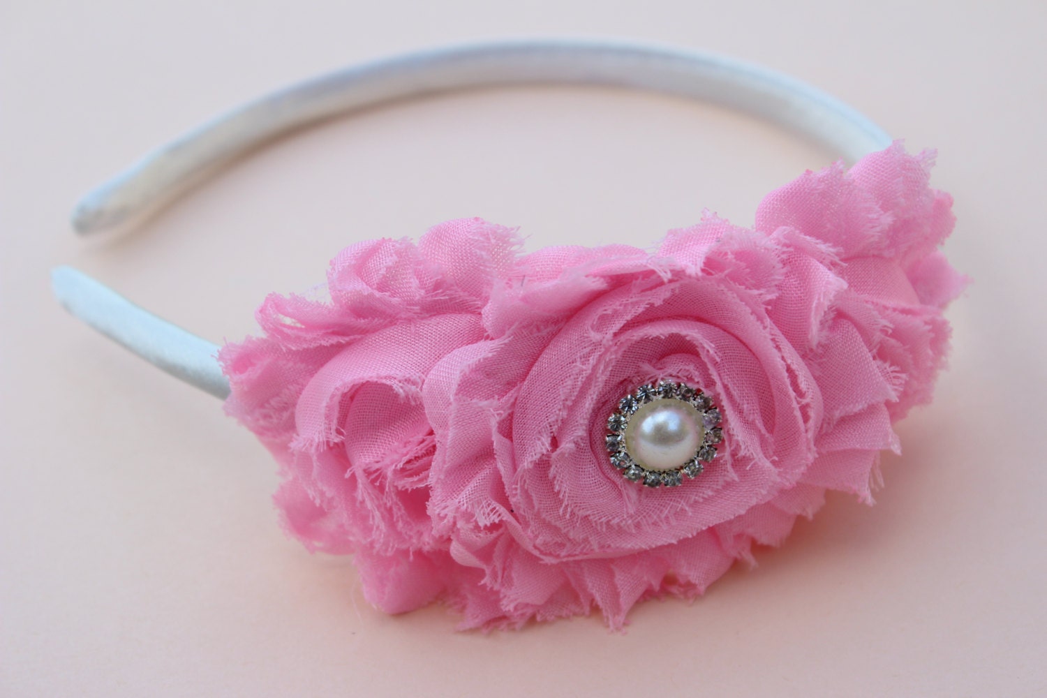 SALE Pink headband plastic headband flower girl by SummerBloomKids