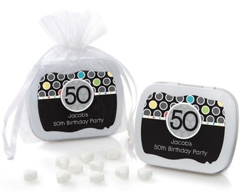50th Birthday Mint Tin Party Favors - Birthday Party Supplies - 12 Count