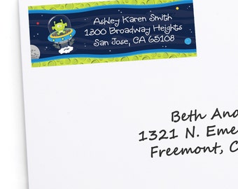 Space Alien Address Labels - Personalized Return Address Sticker - 30 Count