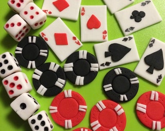 24 casino cupcake toppers adult edible fondant cake topper decorations dice cards poker bachelorette party adult - Casino Decorations 24 casino cupcake toppers adult edible fondant cake topper decorations dice cards poker bachelorette party adult - Casino Decorations