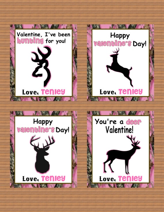 Personalized Deer Buck Hunting Valentine Class Cards by ...
