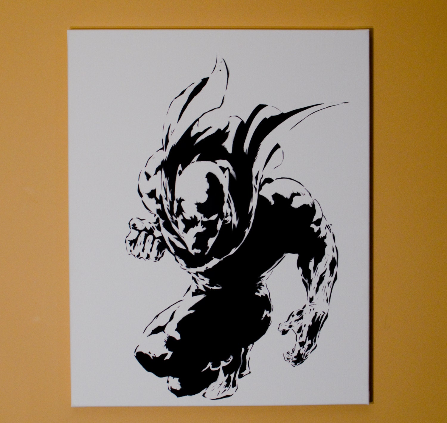 black panther art spray paint from handmade stencil black