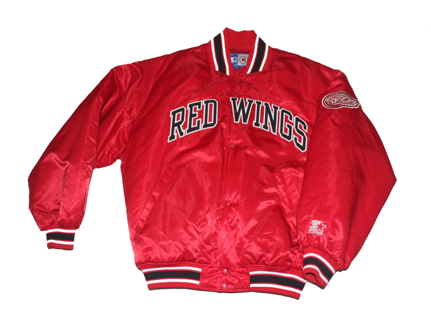 Vintage Detroit Red Wings Satin Starter Jacket Size Large