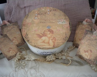 Shabby Chic Paper Mache Decorative Box "Angel of Dreams"