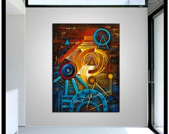 Abstract Painting 60" original oil painting on canvas, Beautiful thick layers, Extremely Luxury painting, by Maitreyii