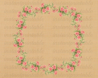 Flower frame digital image, instant download, printable iron on fabric transfer, downloadable images, clip art, scrapbooking - no. 200