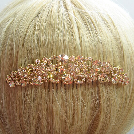 Bridal hair accessories rose gold wedding hair comb floral
