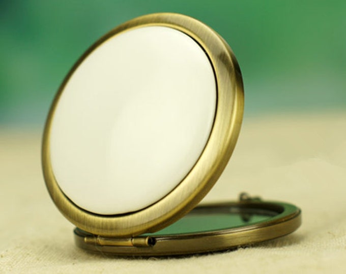 Elegant Solid Color Ceramic Compact Mirrorr /Pocket Mirror Red/Sky Blue/White