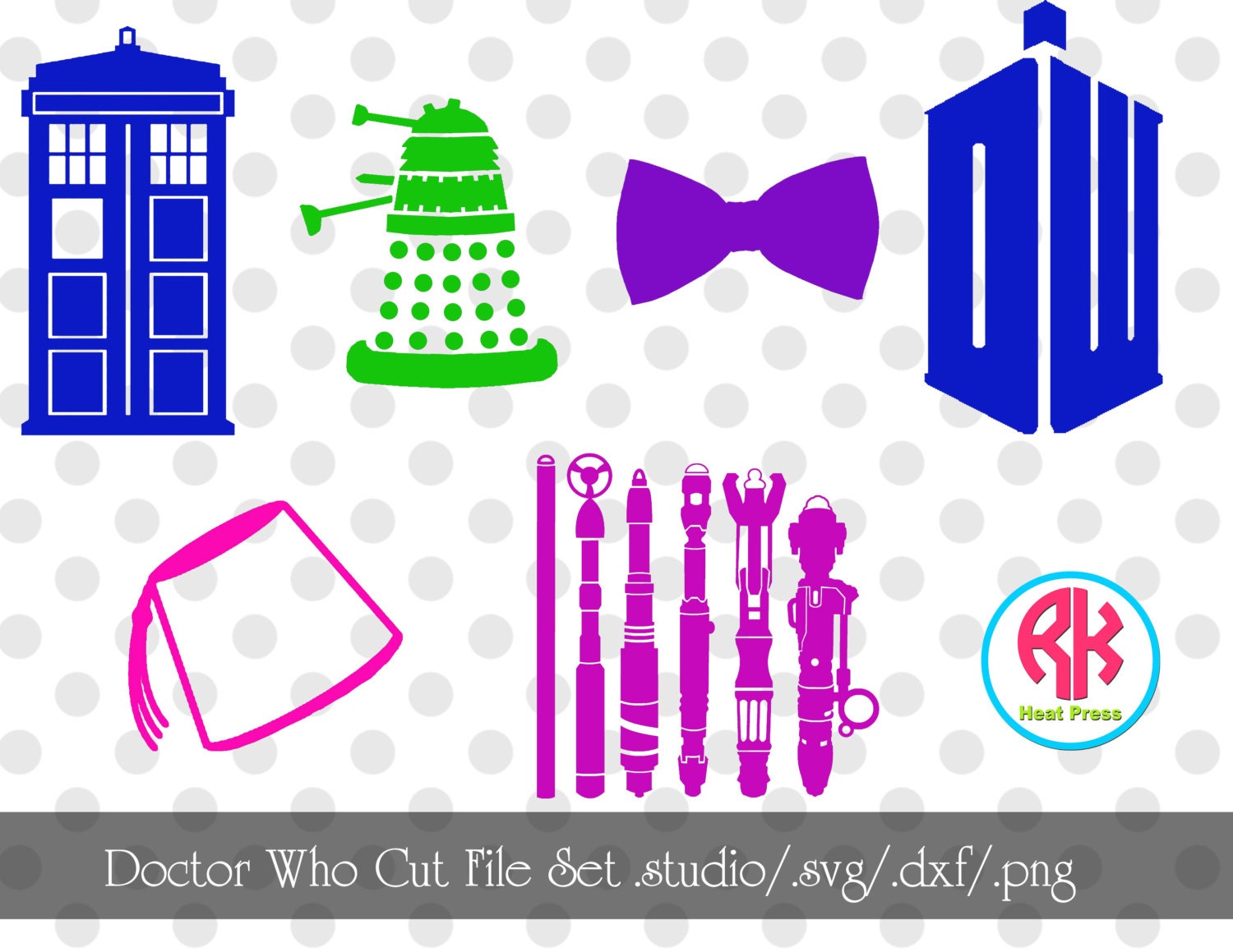 Download Doctor Who Silhouette Cut File Set .png .dxf .svg