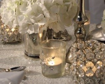 WHITE SEQUIN Tablecloth Select Your Color & Size! Sequin Overlays, Runners, Gatsby Wedding, Glam Wedding Decor, Vintage Weddings