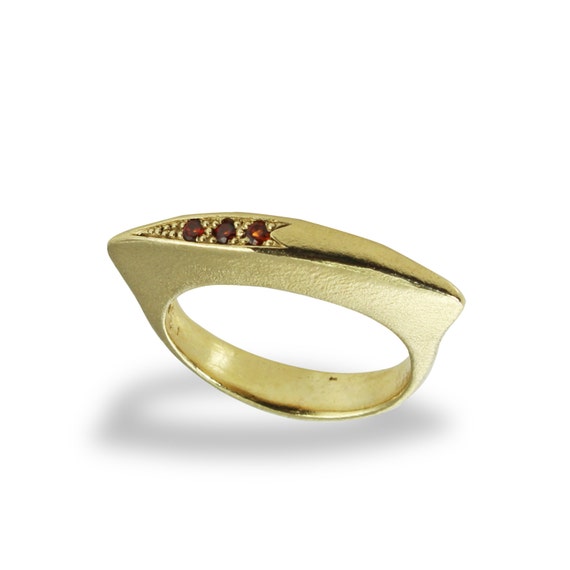 Moon Wedding Ring, Promise Ring, 14k gold ring, Red Garnet Gemstone ...