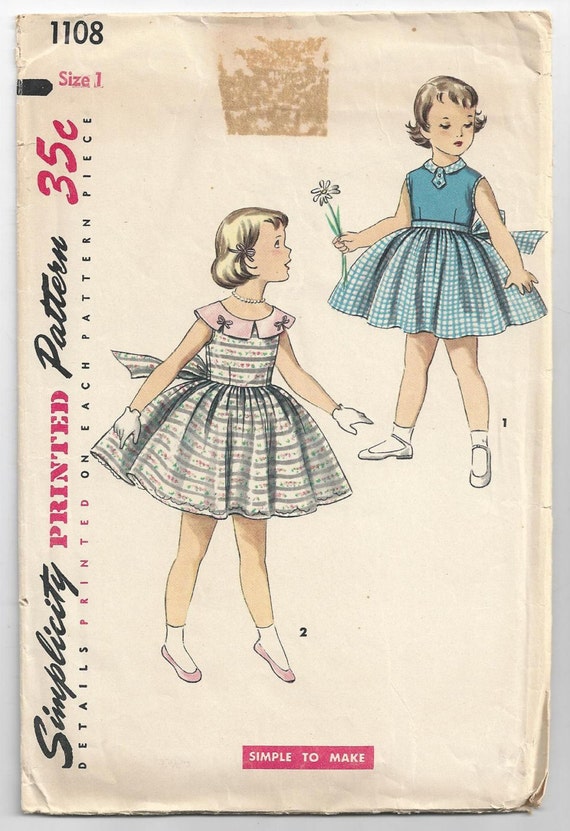 Simplicity 1108 Vintage Sewing Pattern 1950's by HeirloomCouturier