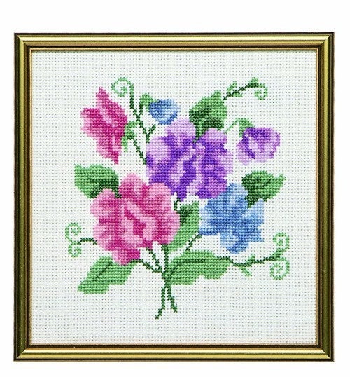 CS 724 Sweet Peas Cross Stitch starter kit for adults
