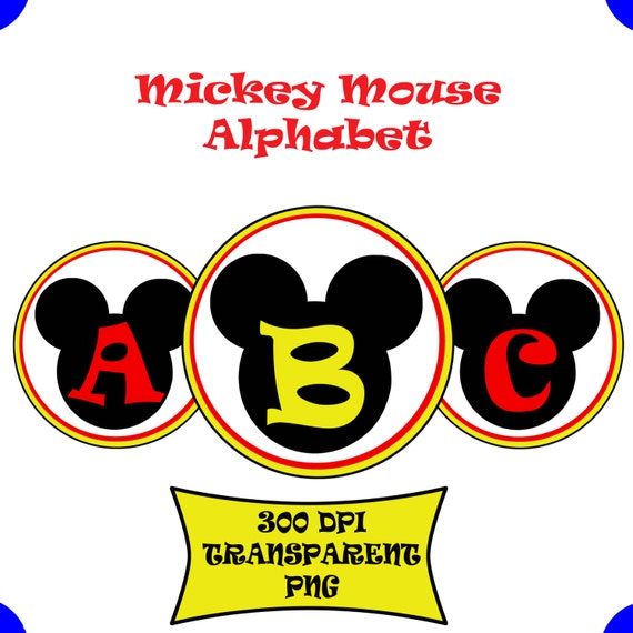 Mickey Mouse Disney Inspired Alphabet Instant Digital Download