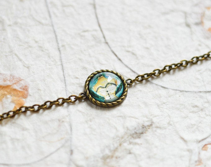 LADY BUTTERFLY Bracelet metal brass with the image of the girl-butterfly under glass