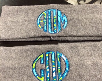 Monogrammed Earwarmers in Delta Delta Delta / Tri Delta Lilly Pulitzer Fabric!