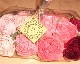 Wedding crepe paper flowers rose bouquet sweet table decor Fiesta Centerpieces hot pink candy buffet bar paper flowers bridal baby shower