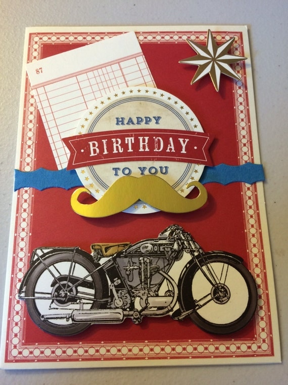 Handmade vintage Male Themed birthday greeting card by kimsicle