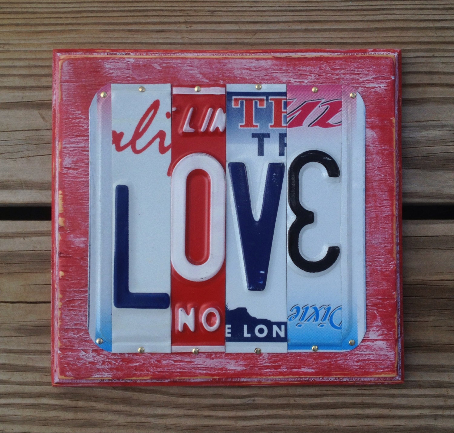 LOVE License Plate Sign Plaque Made to Order Custom Valentines