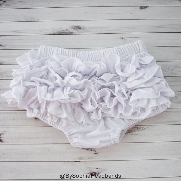 Baby Bloomers White Ruffle Back Baby Bloomer White by BySophiaBaby