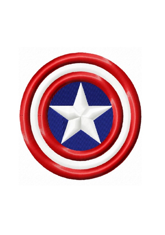 Captain America Logo...4 sizes...Solid Fill Machine Embroidery