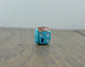 Fisherman's Cottage Bead - Turquoise, polymer clay house bead